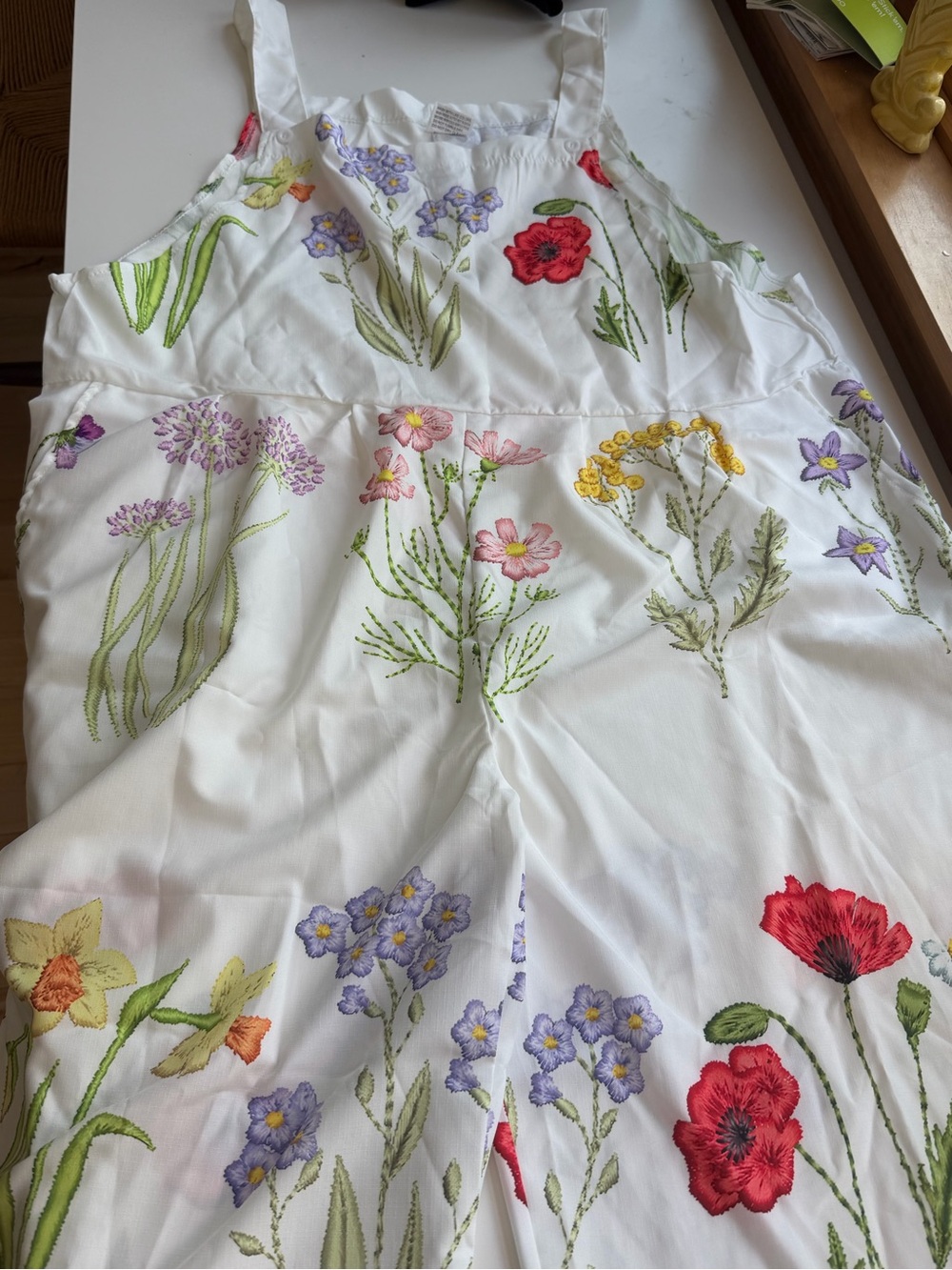 White Floral Lightweight Overalls/XXL Garden Print I Brand New